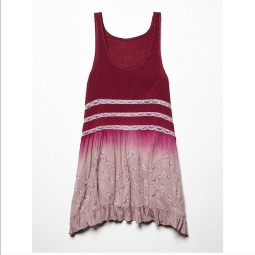 Voile and Lace Trapeze Slip Raspberry Ombre Medium
